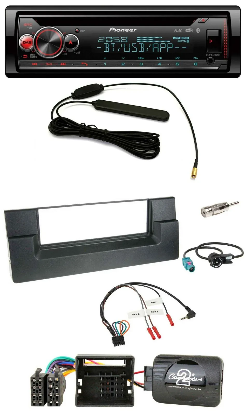 Автомагнитола для BMW 5 Series E39 2001–2004 Pioneer USB, DAB, Bluetooth, CD (поддержка кнопок на руле, для активной системы)