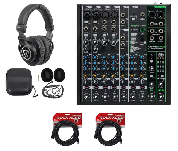 Mackie ProFX10v3 10-Channel Effects Mixer w/USB+Headphones+Cables ProFX10 v3