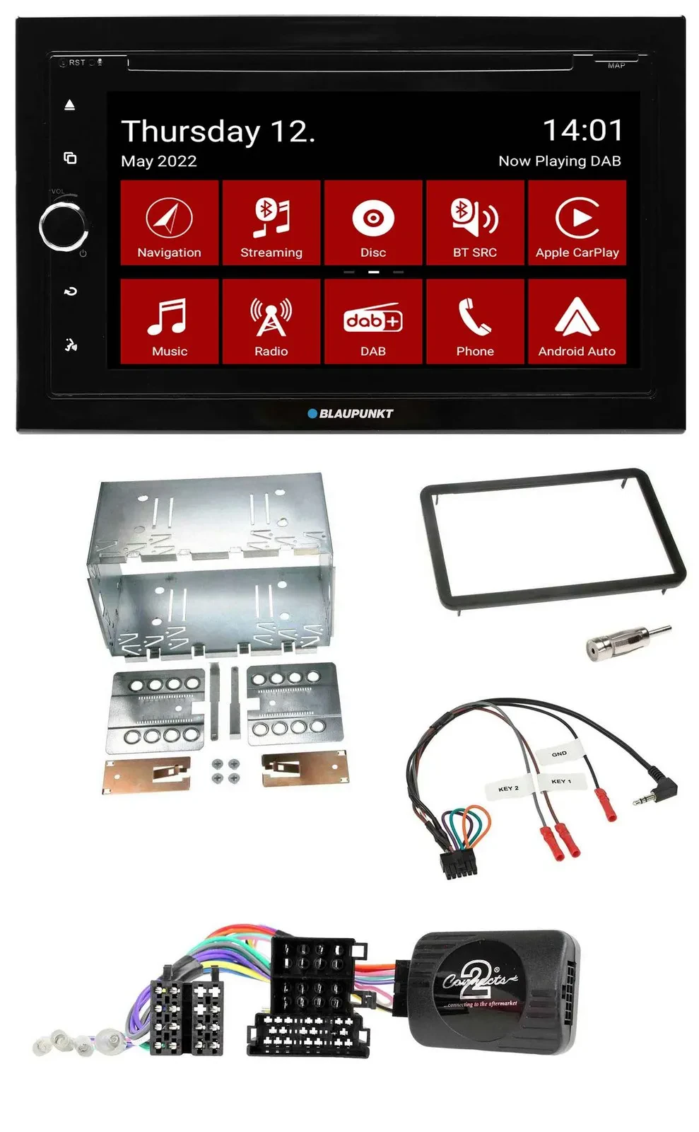 Blaupunkt 2DIN Lenkrad Bluetooth USB TMC DAB Navigation für Alfa Romeo 159 Brera