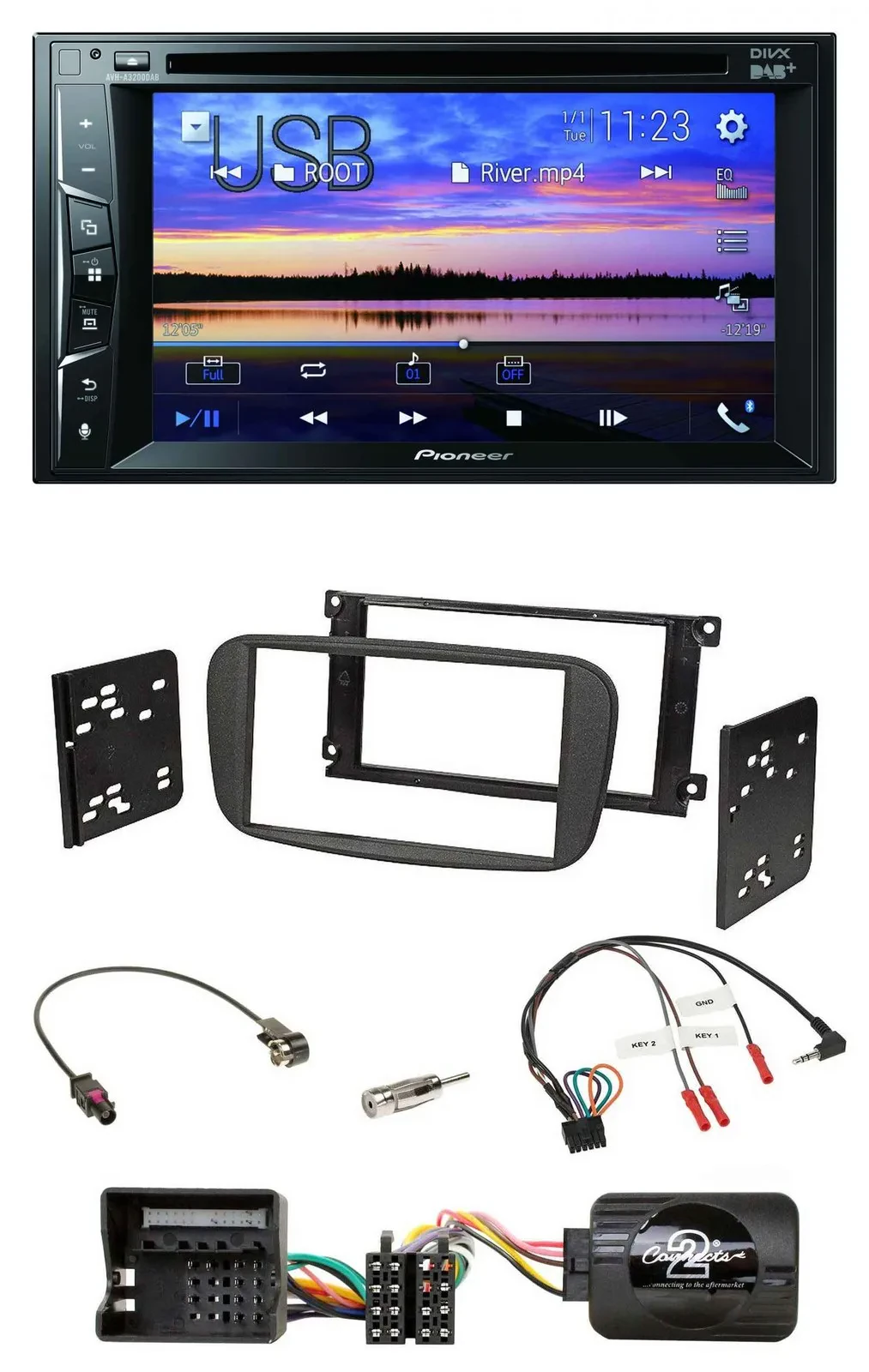 Pioneer Bluetooth 2DIN USB DVD DAB Lenkrad Autoradio für Ford S-Max Mondeo 2007-