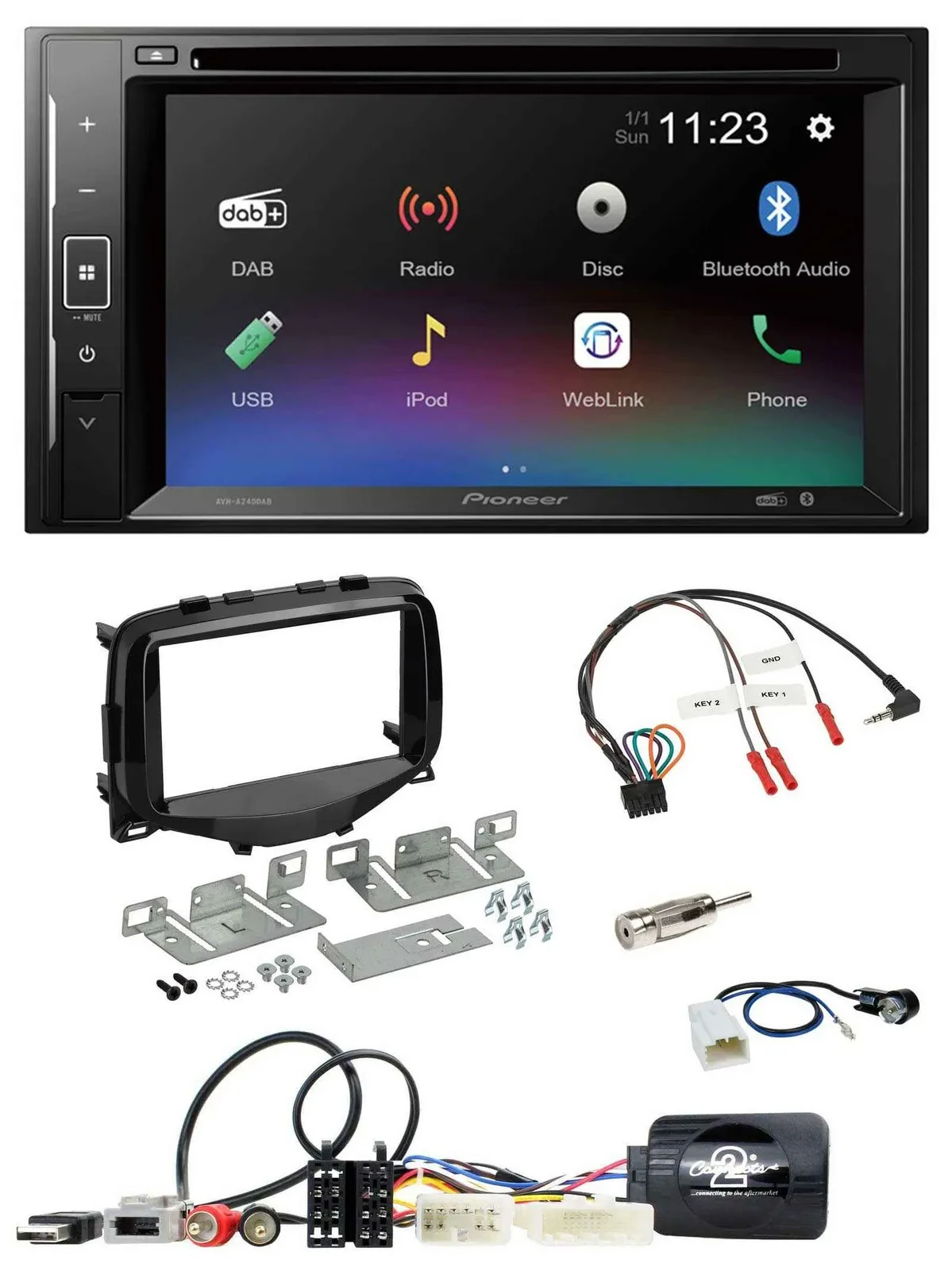 Pioneer Bluetooth Lenkrad USB 2DIN DAB DVD Autoradio für Toyota Aygo 2014-2021