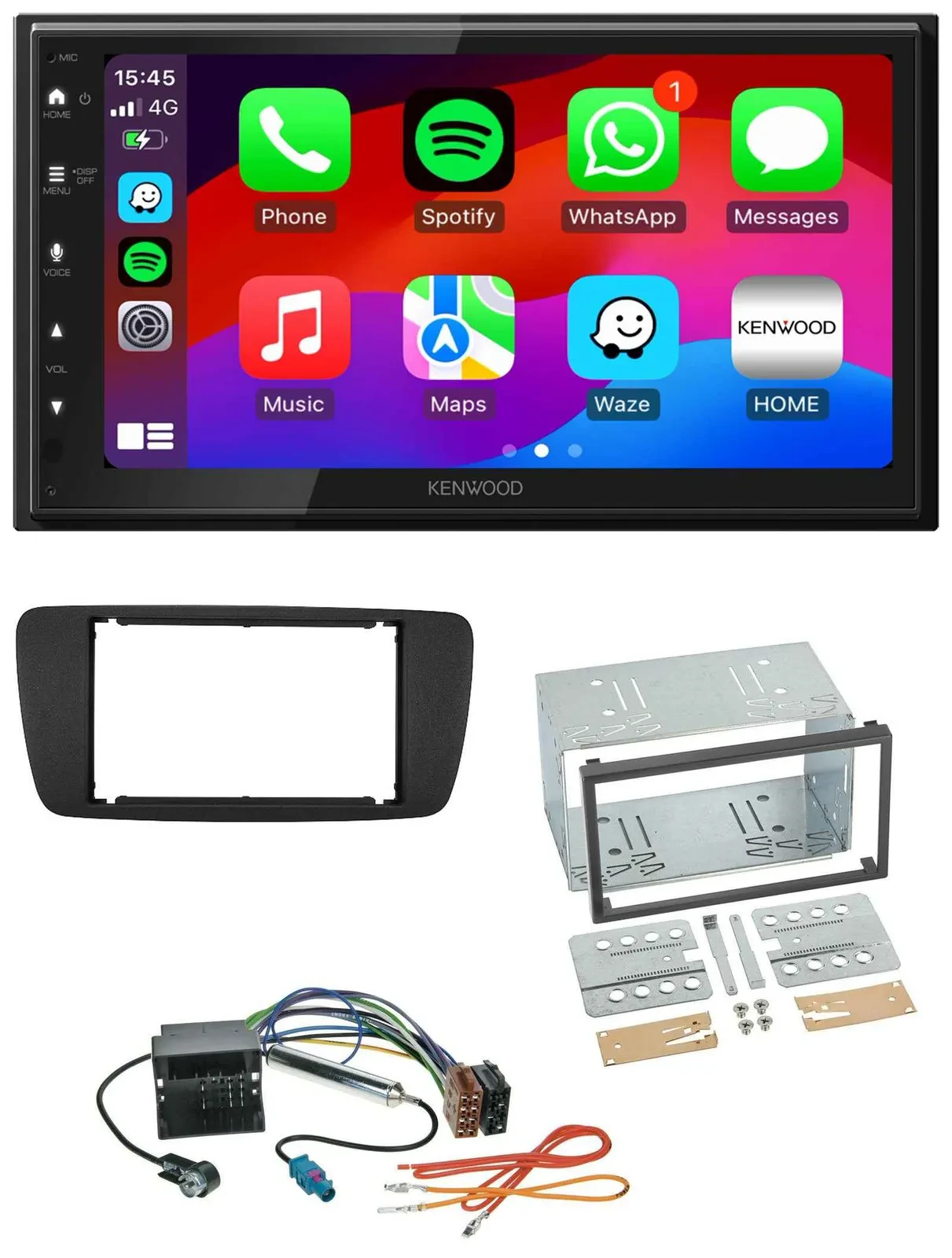 Kenwood MP3 USB DAB 2DIN Bluetooth Autoradio für Seat Ibiza ab 08 nitschwarz