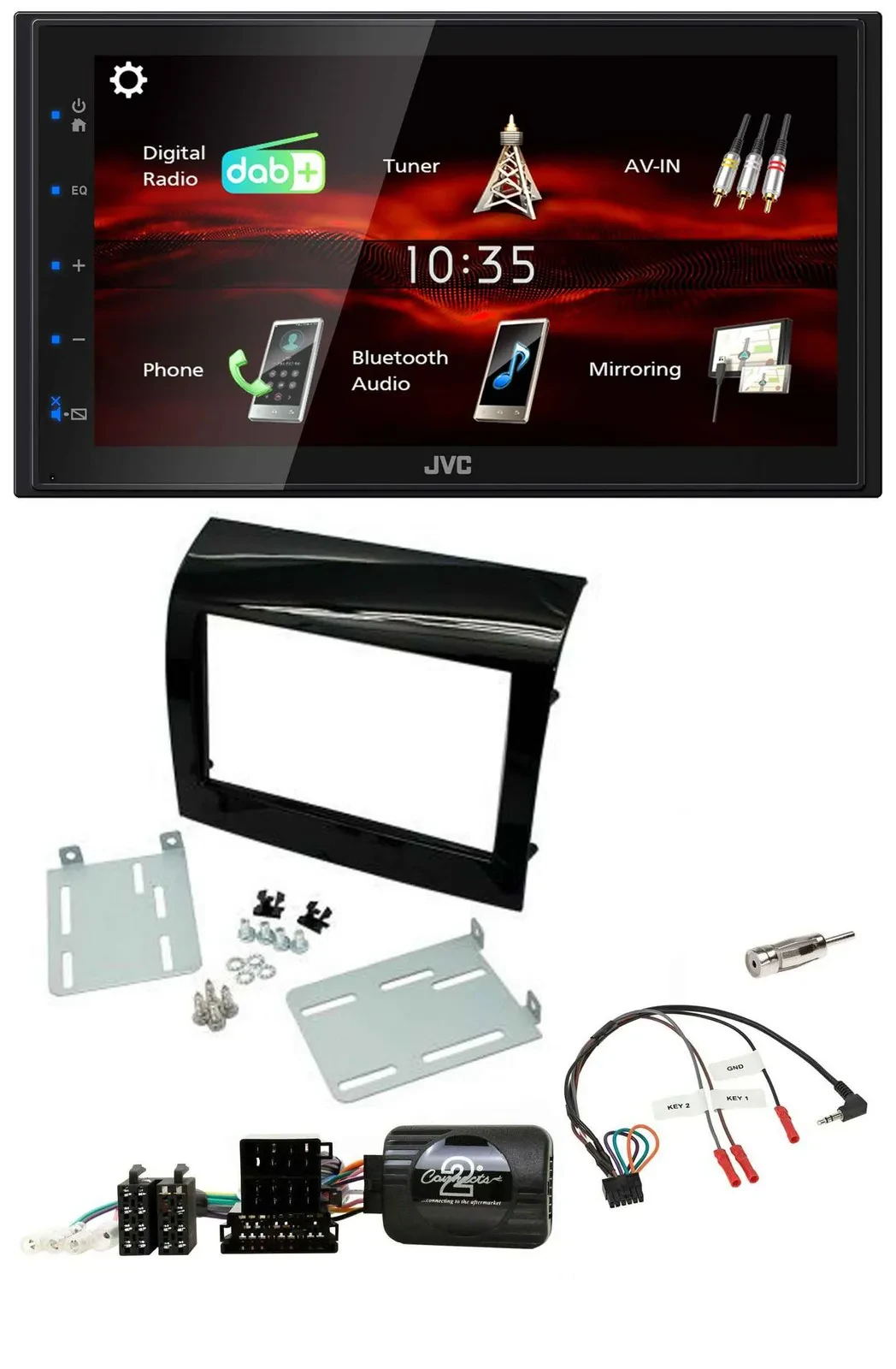 JVC USB Bluetooth Lenkrad DAB 2DIN Autoradio für Fiat Ducato 2012-2015 Piano-sch