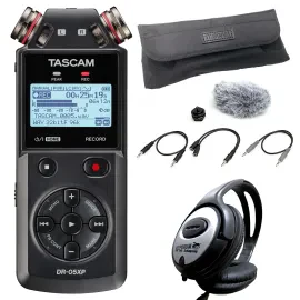Tascam DR-05XP Audio-Recorder mit DR11CMK Zubehörset und keepdrum Kopfhörer