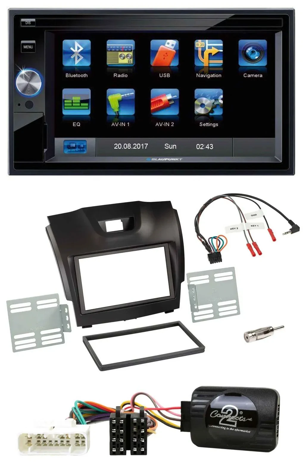 Blaupunkt 2DIN Bluetooth TMC USB Lenkrad SD Navigation für Isuzu D-Max ab 12 dun