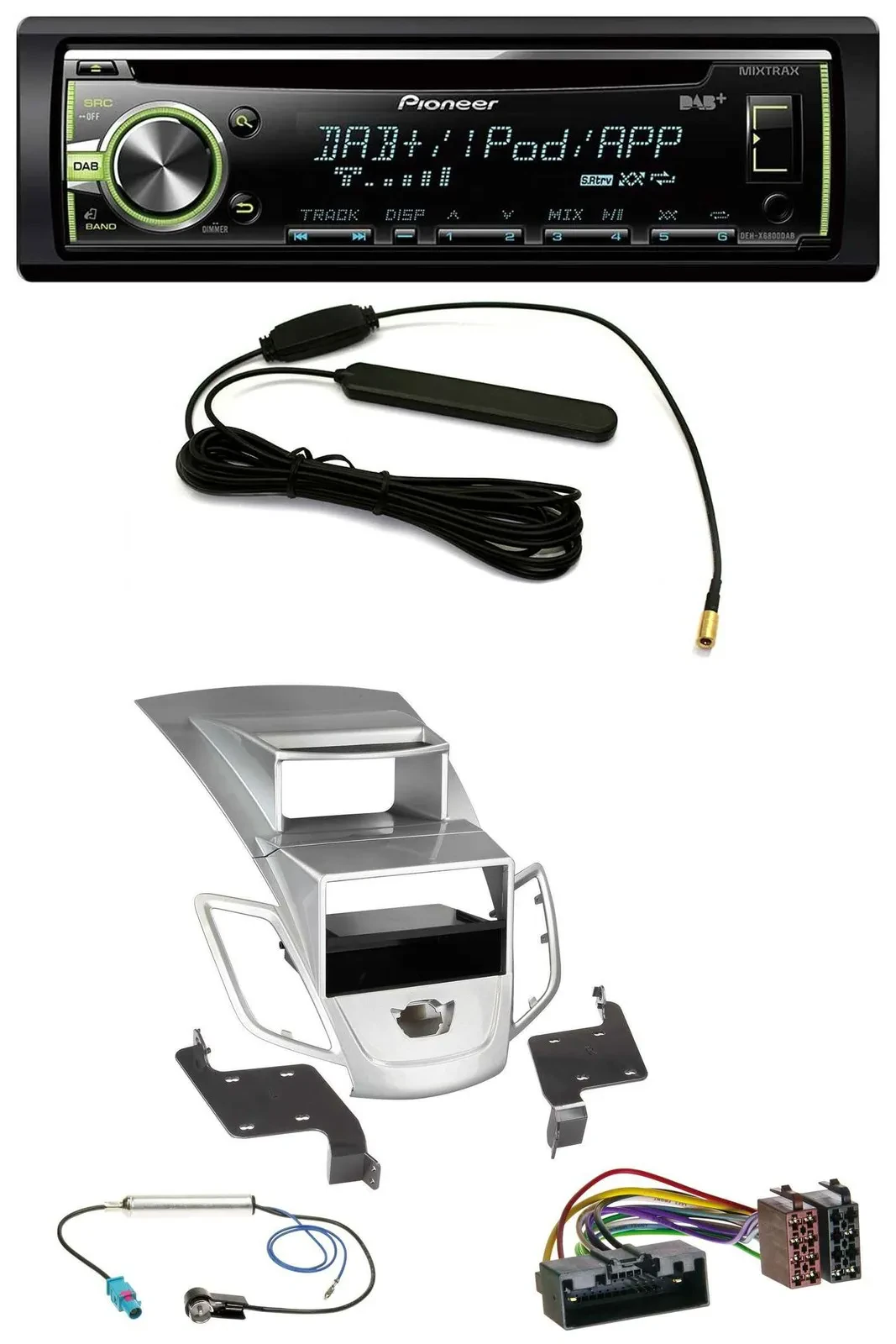 Pioneer MP3 USB CD DAB AUX Autoradio für Ford Fiesta Display 10-17 silber