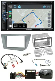 Alpine DAB TMC Bluetooth 2DIN USB Lenkrad Navigation für Seat Leon 2005-2012 sil