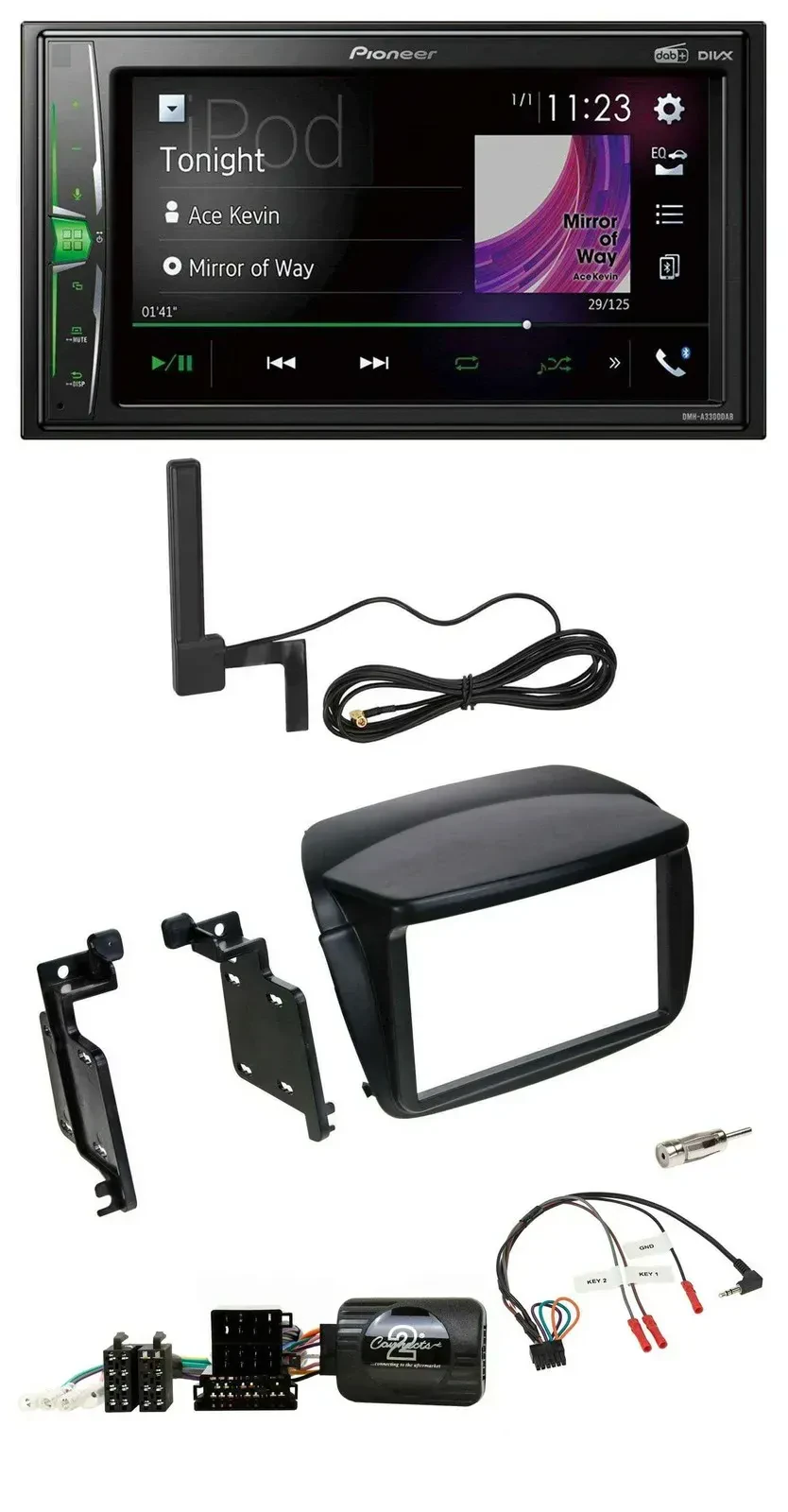 Автомагнитола Pioneer 2DIN, DAB, Bluetooth, MP3, управление с руля, для Fiat Doblo (с 2010)