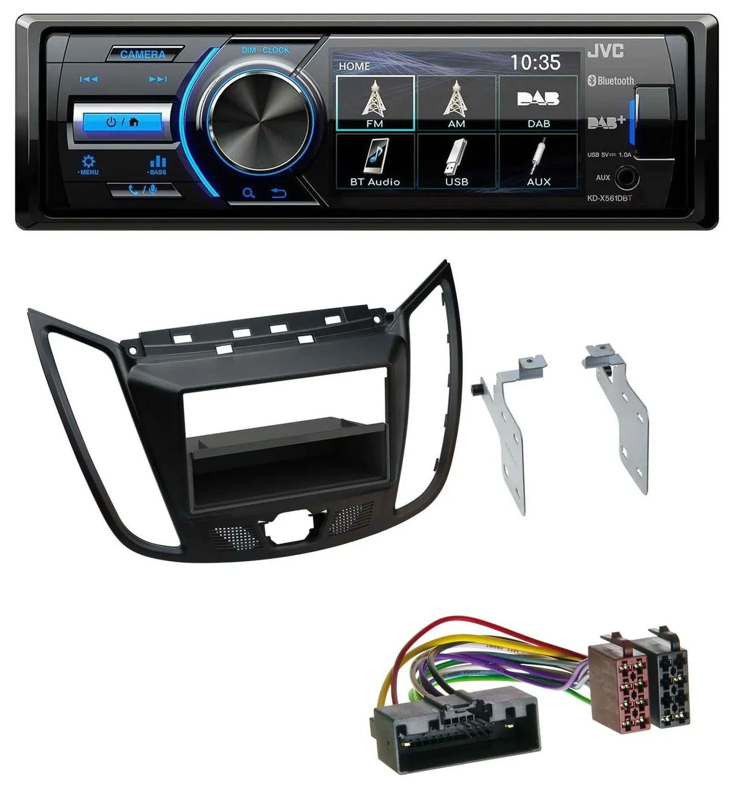 JVC Bluetooth MP3 USB DAB Autoradio für Ford C-Max Kuga matt schwarz