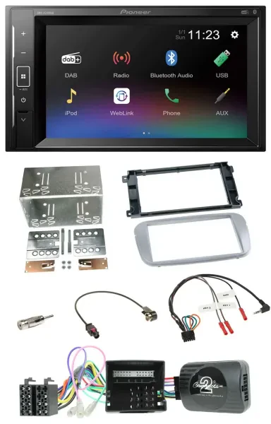 Pioneer DAB Lenkrad 2DIN Bluetooth USB Autoradio für Ford Mondeo S-Max Profi sil