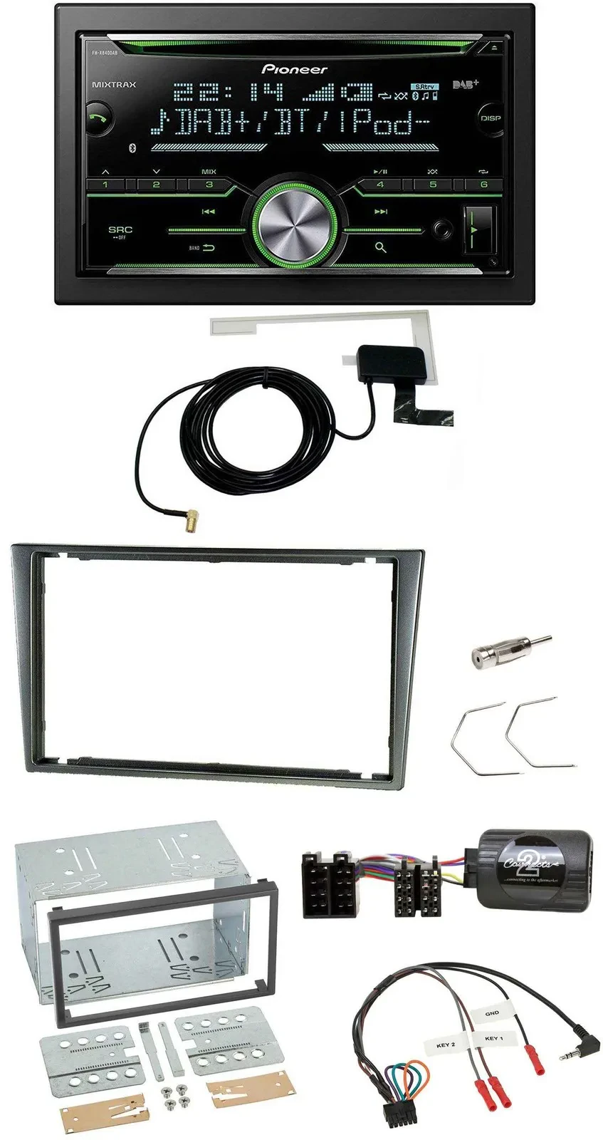 Автомагнитола Pioneer 2DIN CD/USB Bluetooth DAB для Opel Corsa C (2000–2004), поддержка управления на руле