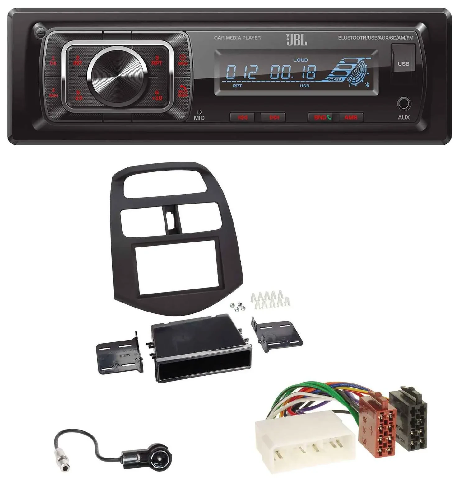 Автомагнитола JBL Bluetooth, USB, AUX, SD, MP3 для Chevrolet Spark (2012–2013)