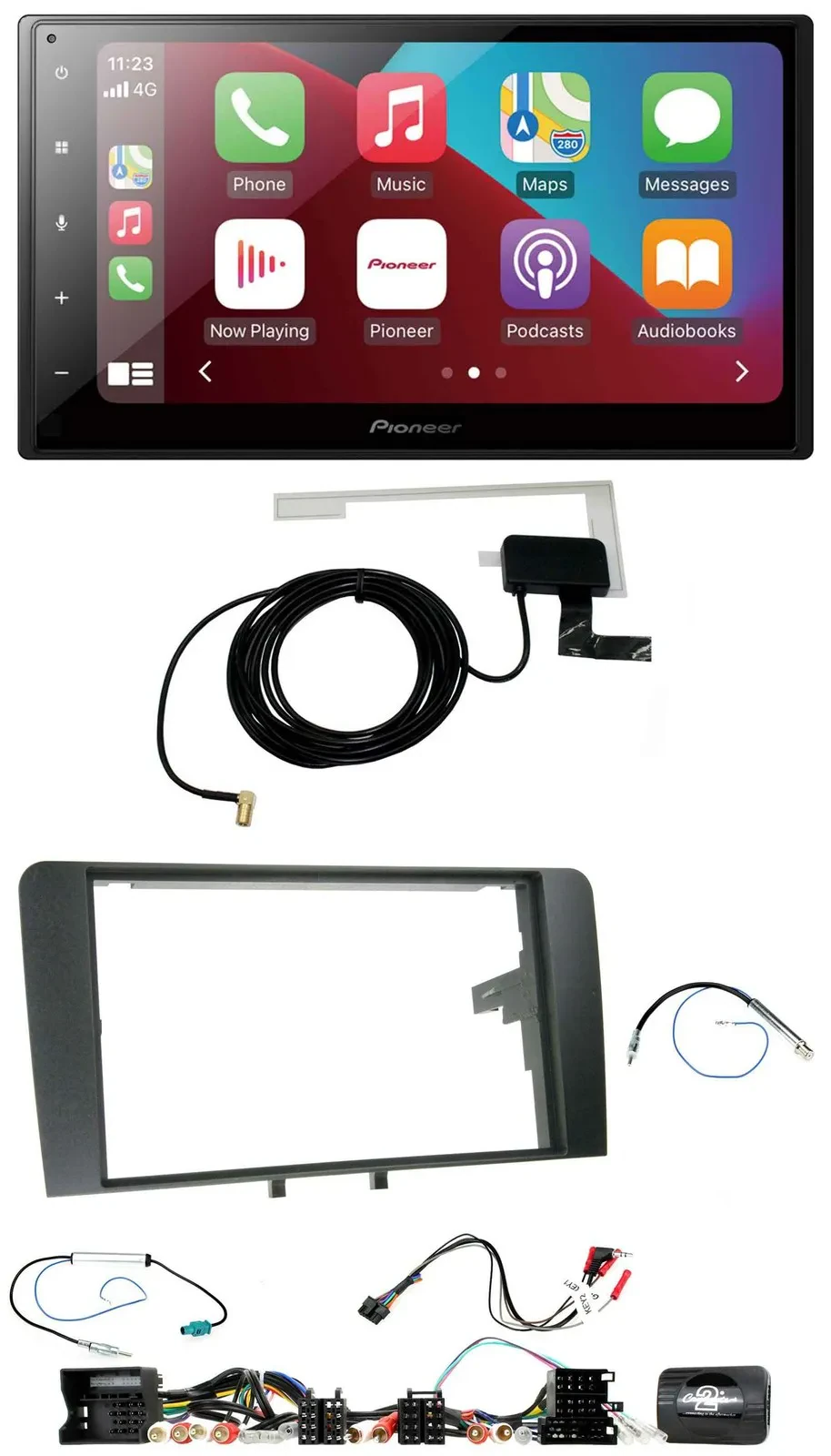 Автомагнитола для Audi A3 8P (2003–2012) Pioneer 2DIN, USB, Bluetooth, DAB, совместима с кнопками на руле