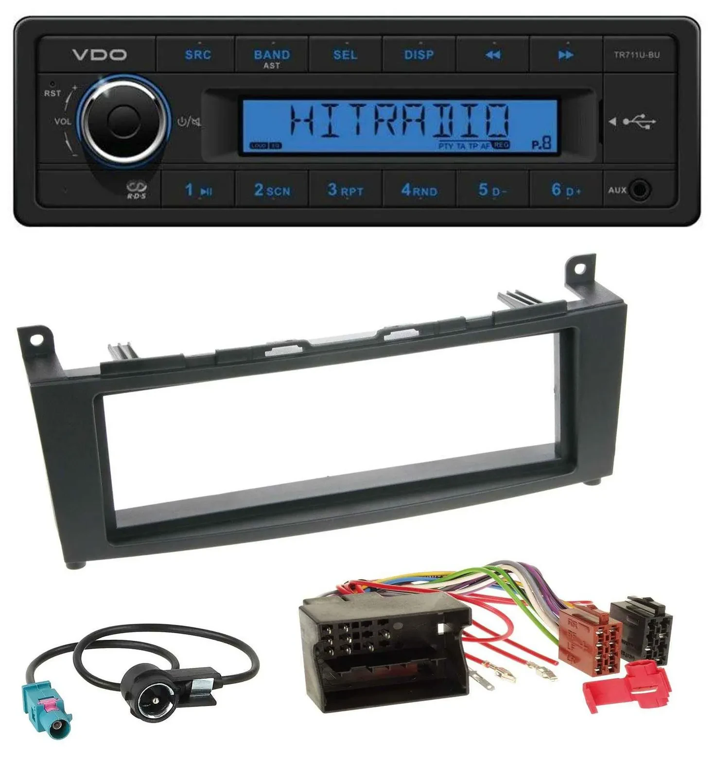 Автомагнитола VDO 1DIN, USB, AUX, MP3 для Mercedes C-Class W204 (с 2007)