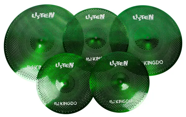 Набор тарелок для барабанов KINGDO LOW VOLUME SET 14"+16"+18"+20" GREEN