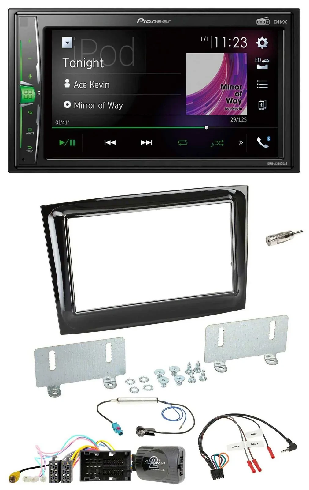 Автомагнитола Pioneer для Fiat Doblo (с 2015), 2DIN, DAB, USB, Bluetooth, черный глянец