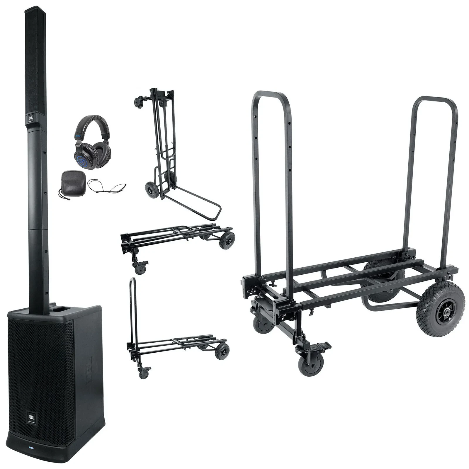 JBL EON ONE MK2 1500w Rechargeable Line Array DJ PA Speaker+Headphones+Cart