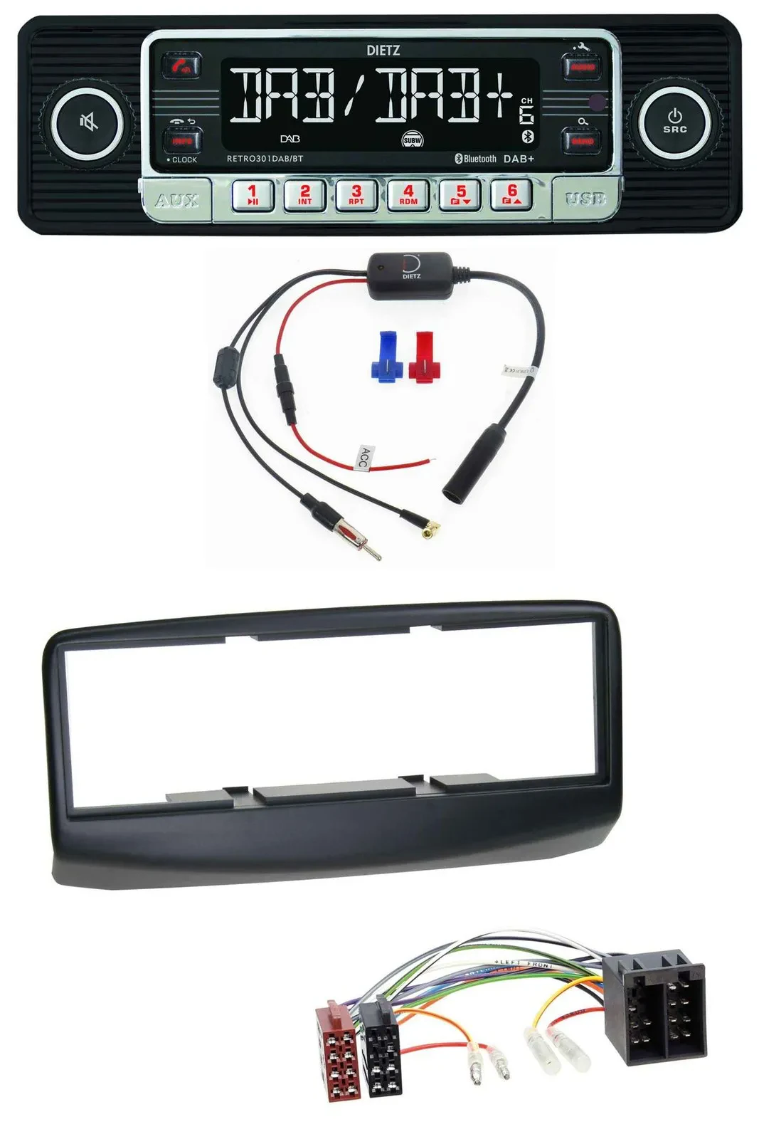 Dietz MP3 DAB Bluetooth USB Autoradio für Fiat Multipla 186 Facelift 2006-2010