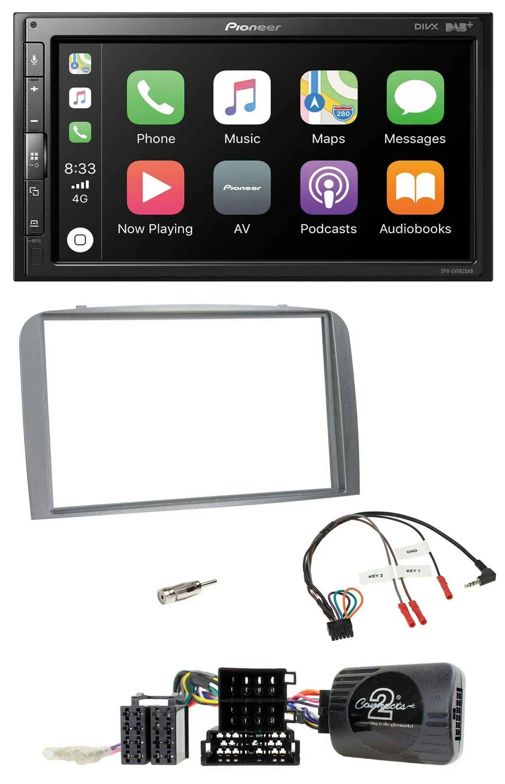 Pioneer USB Lenkrad DAB 2DIN Bluetooth Autoradio für Alfa Romeo 147 GT 2007-2010