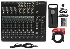 Mackie 1202VLZ4 12-Channel Compact Analog Mixer w/ 4 ONYX Preamps+Microphone