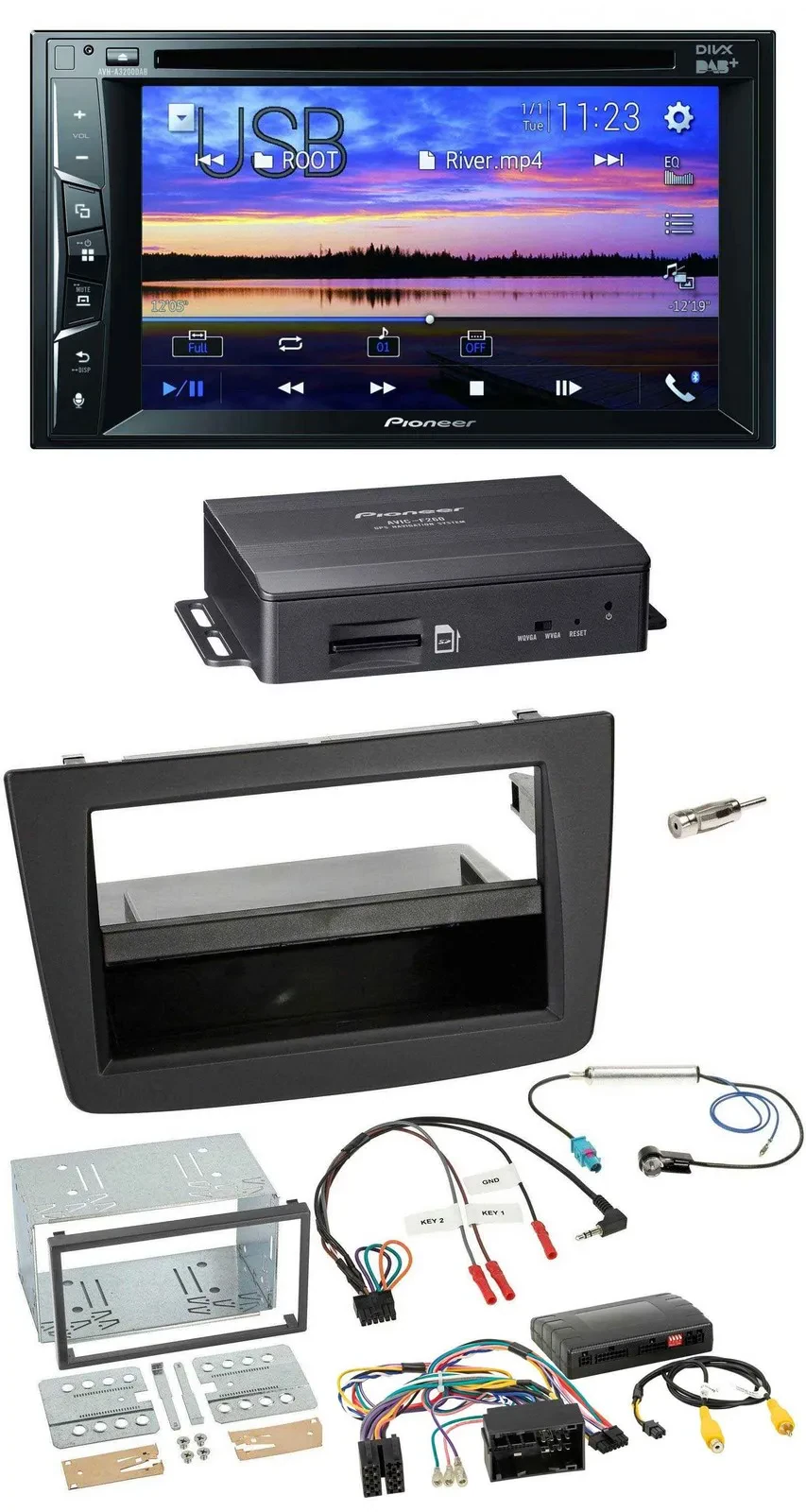 Pioneer 2DIN TMC DAB Lenkrad USB Bluetooth Navigation für Alfa Romeo Mito 14-18