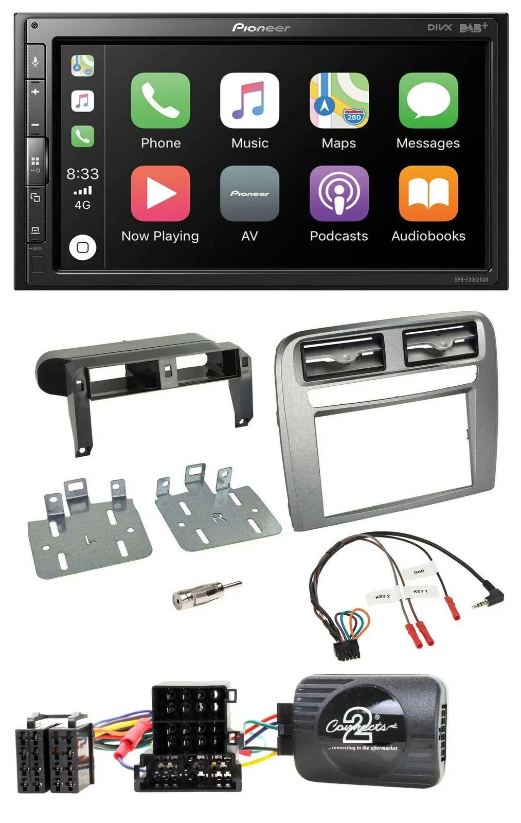 Pioneer USB Lenkrad DAB 2DIN Bluetooth Autoradio für Fiat GrandePunto 05-06 anth