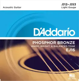 Струны для акустической гитары D'Addario EJ16 12-53, бронза фосфорная