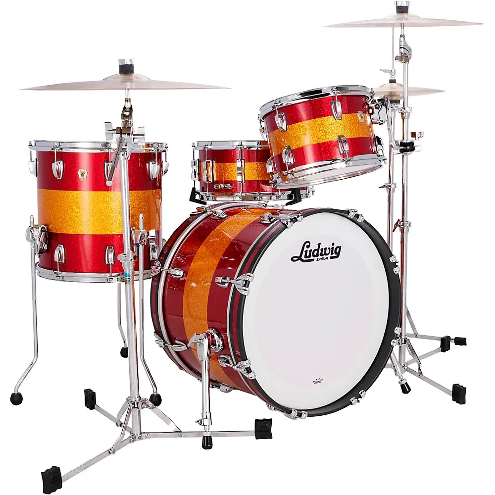 Ludwig Classic Maple 3-Piece Downbeat Shell Pack-20" Bass Drum Red/Gold Tri-Band