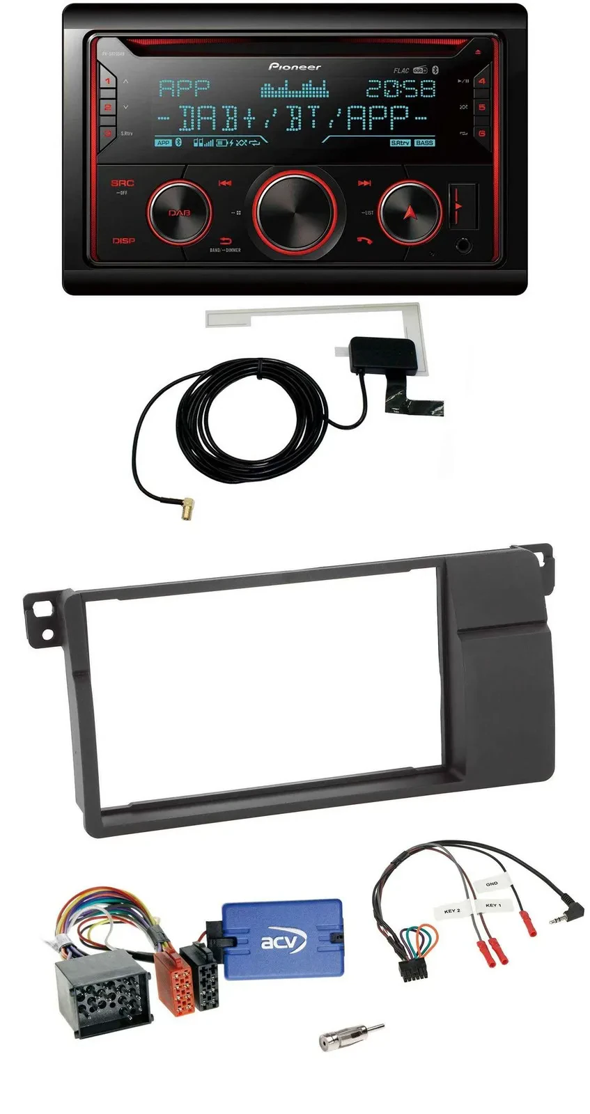 Pioneer 2DIN Lenkrad DAB USB CD Bluetooth Autoradio für BMW 3er E46 2000-2006