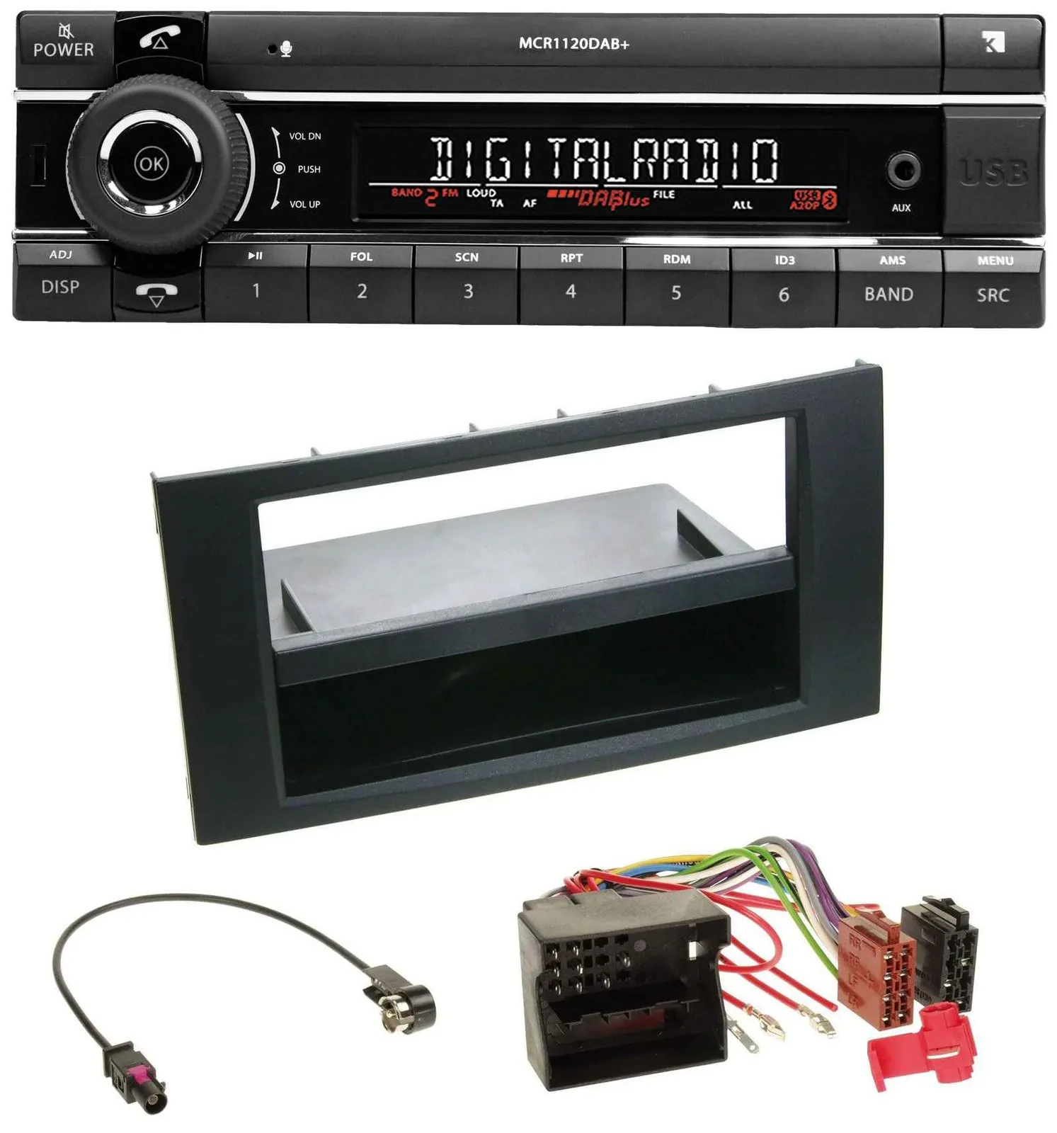 Kienzle Bluetooth MP3 USB DAB Autoradio für Ford Focus Fiesta 04-08 schwarz