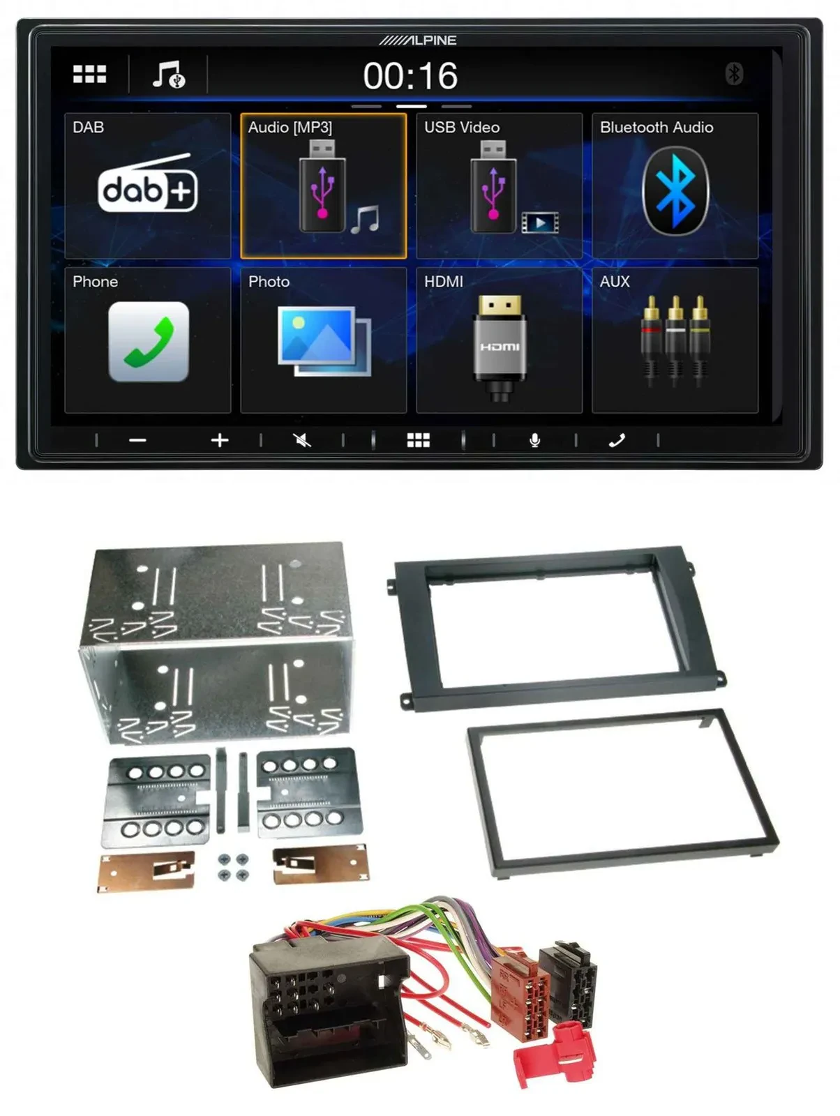 Alpine Bluetooth 2DIN MP3 DAB USB Autoradio für Porsche Cayenne 2007-2010