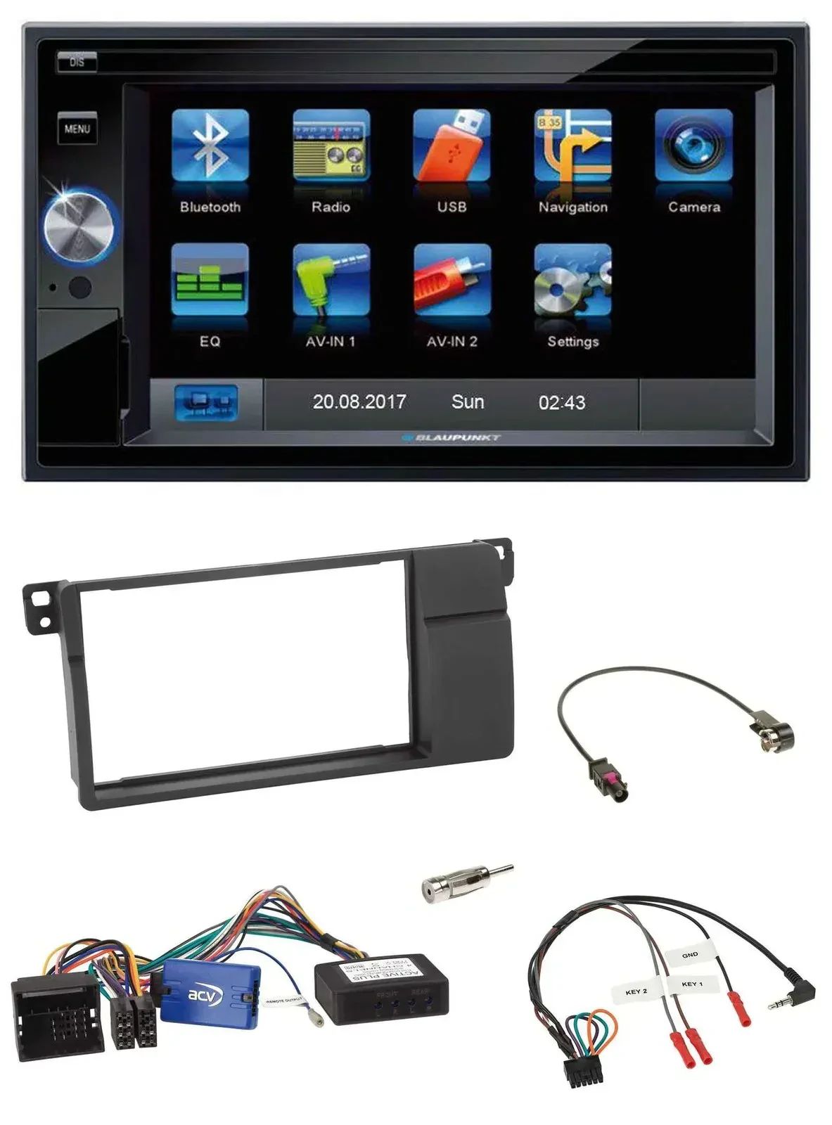 Blaupunkt Lenkrad USB Bluetooth TMC 2DIN Navigation für BMW 3er E46 2002-2006 sc