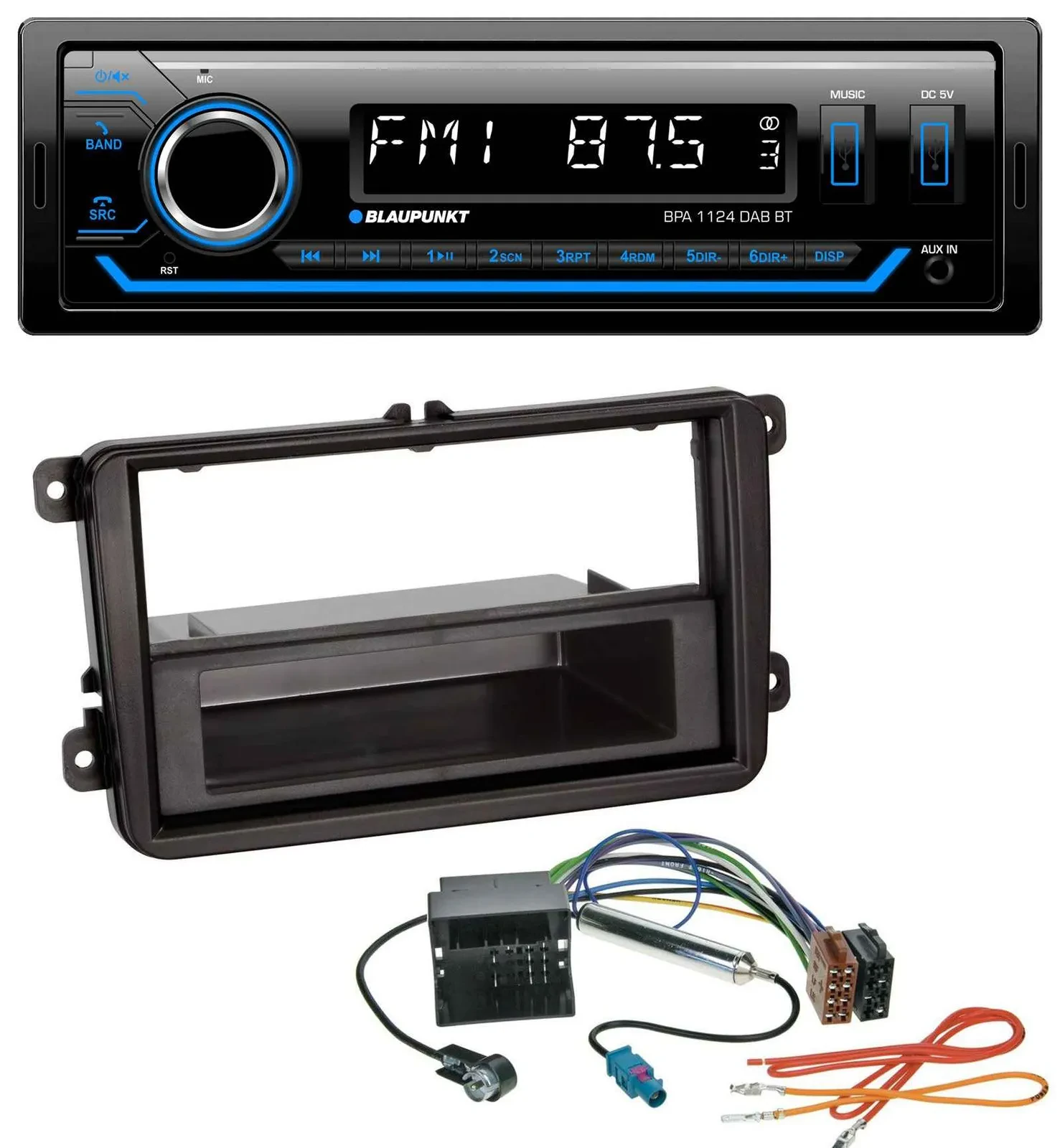 Blaupunkt Bluetooth USB DAB MP3 Autoradio für VW Sharan ab 10 Tiguan ab 07 Toura