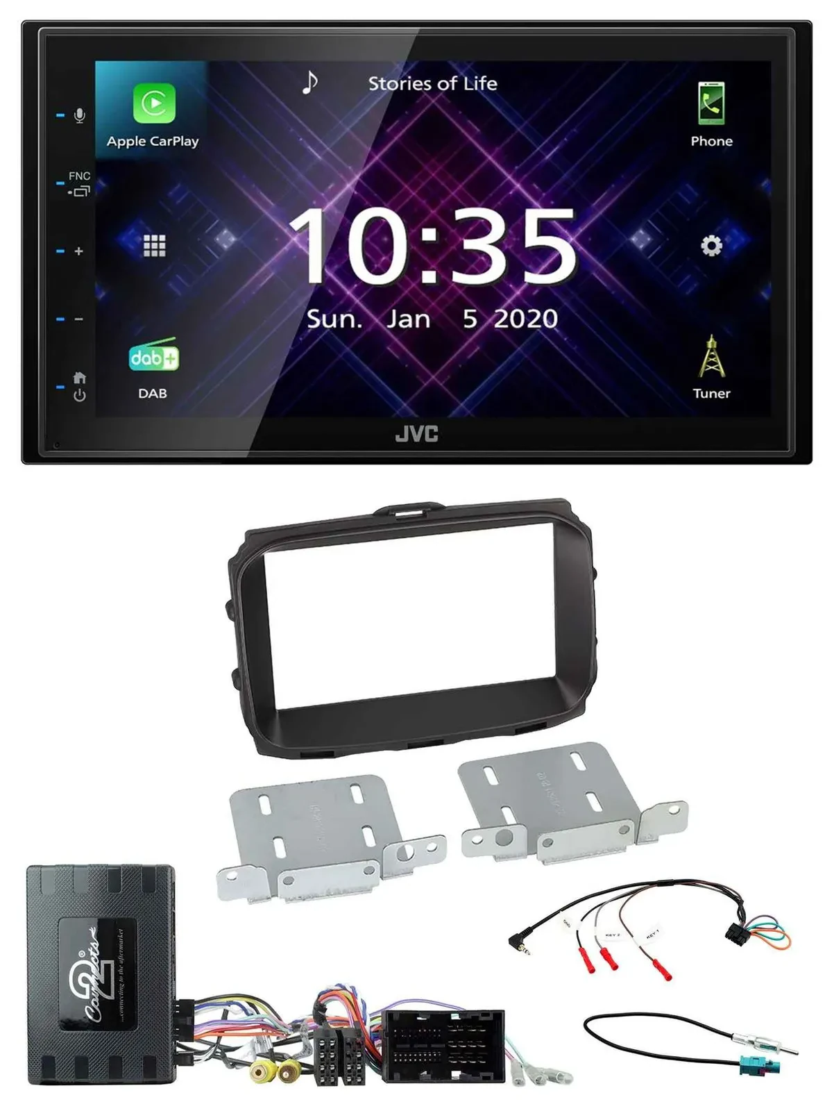 Автомагнитола для Alfa Romeo Giulietta JVC 2-DIN, DAB, Bluetooth, USB, с адаптером Infoadapter 940