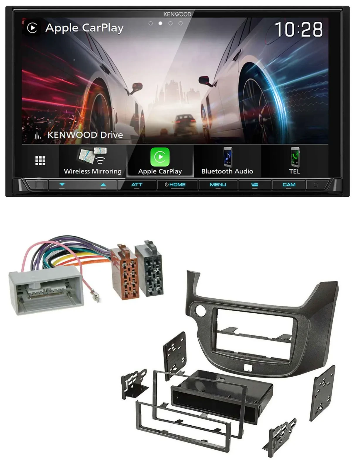 Автомагнитола для Honda Jazz (с 2009) Kenwood 2-DIN, MP3, USB, DAB, Bluetooth, темно-серая