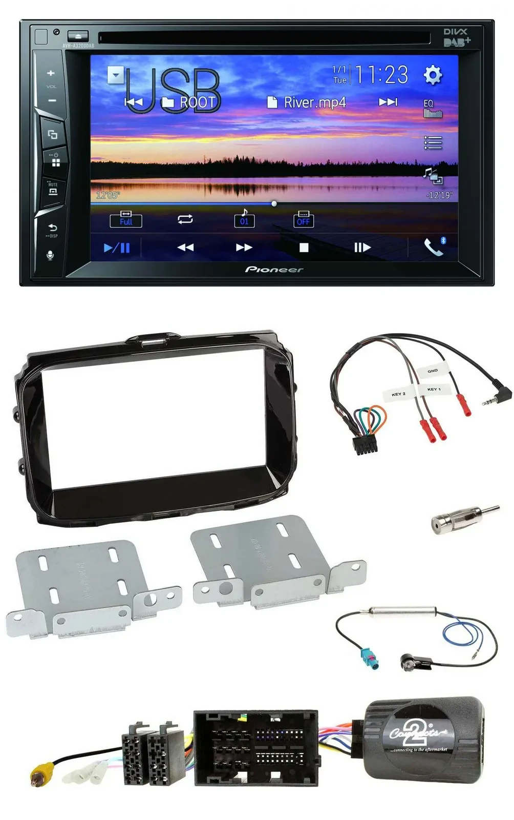 Pioneer Bluetooth 2DIN USB DVD DAB Lenkrad Autoradio für Alfa Giulietta 2014-202