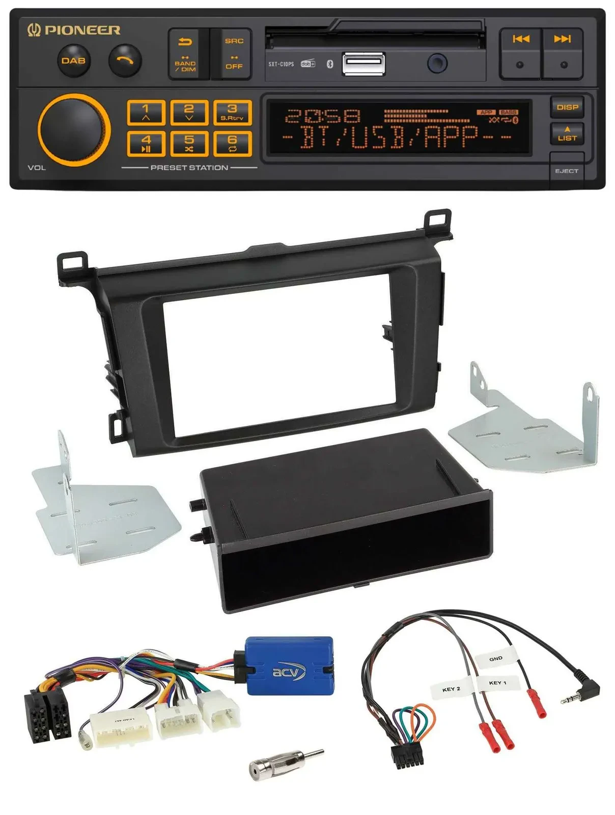 Автомагнитола для Toyota RAV4 Pioneer DAB, USB, Bluetooth, управление с руля