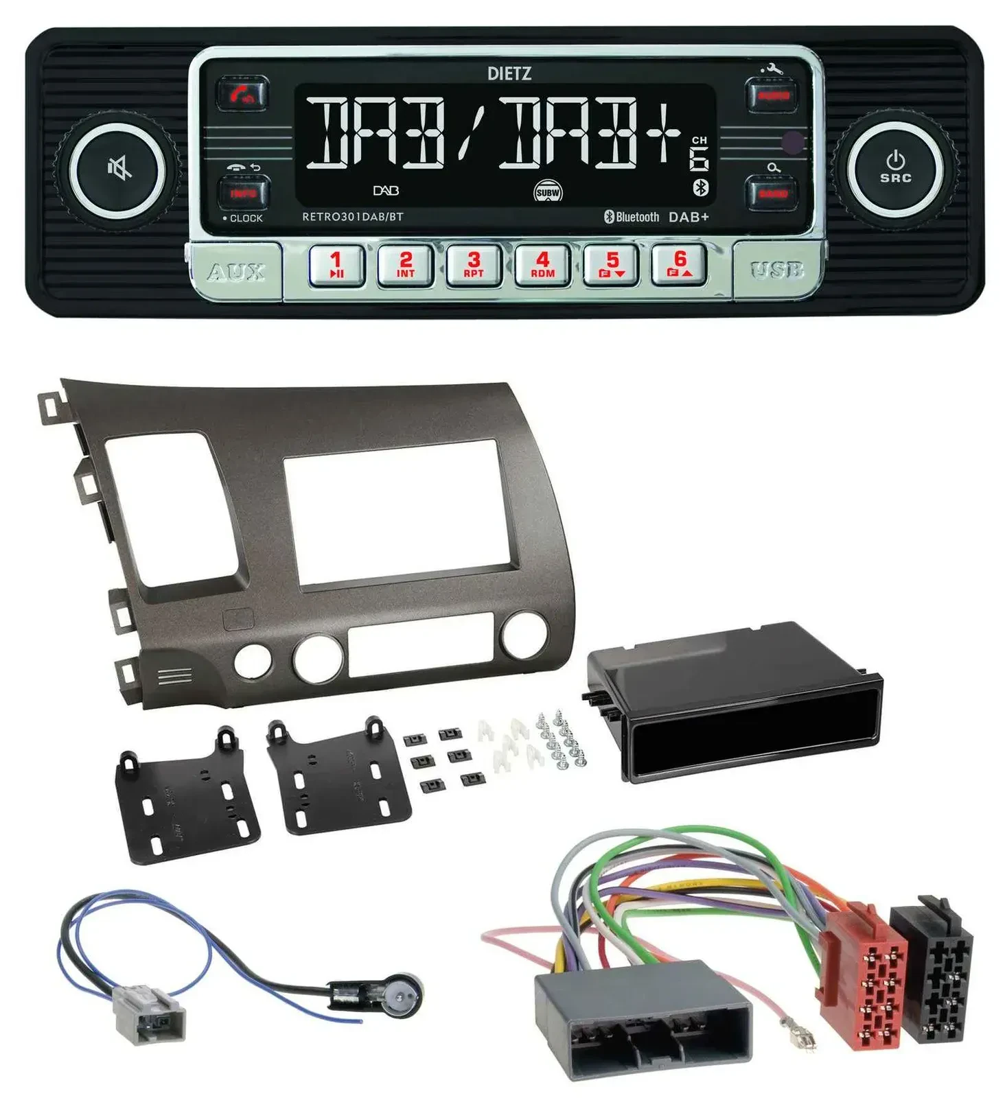 Автомагнитола для Honda Civic Hybrid FD3 (2006–2010) Dietz USB DAB MP3 Bluetooth антрацит