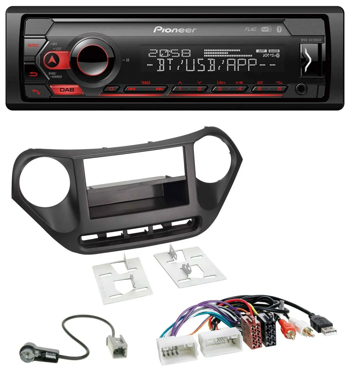 Pioneer MP3 USB DAB Bluetooth Autoradio für Hyundai i10 (ab 2013) AUX USB