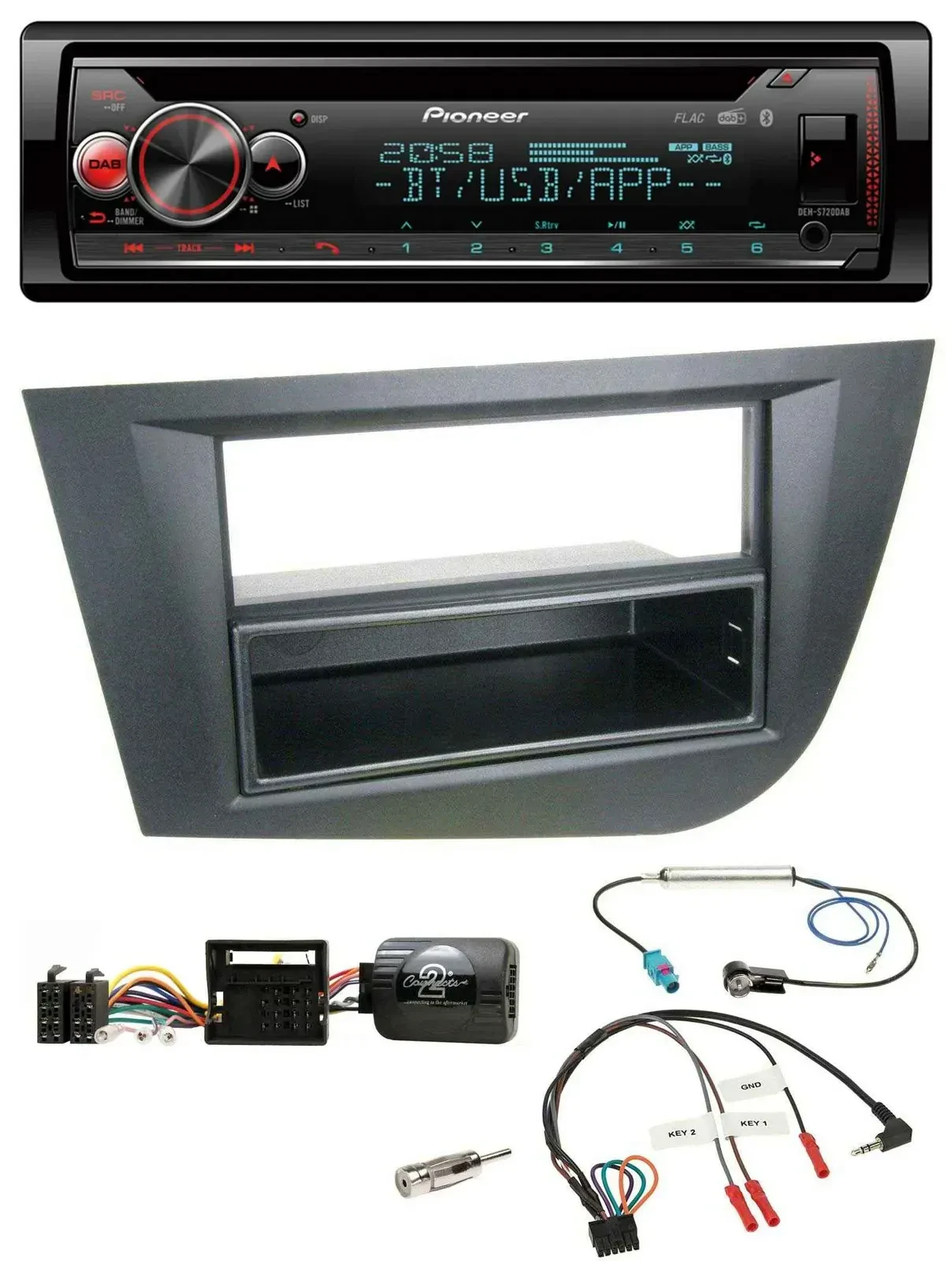 Pioneer Lenkrad DAB CD Bluetooth USB Autoradio für Seat Leon 2005-2010 schwarz