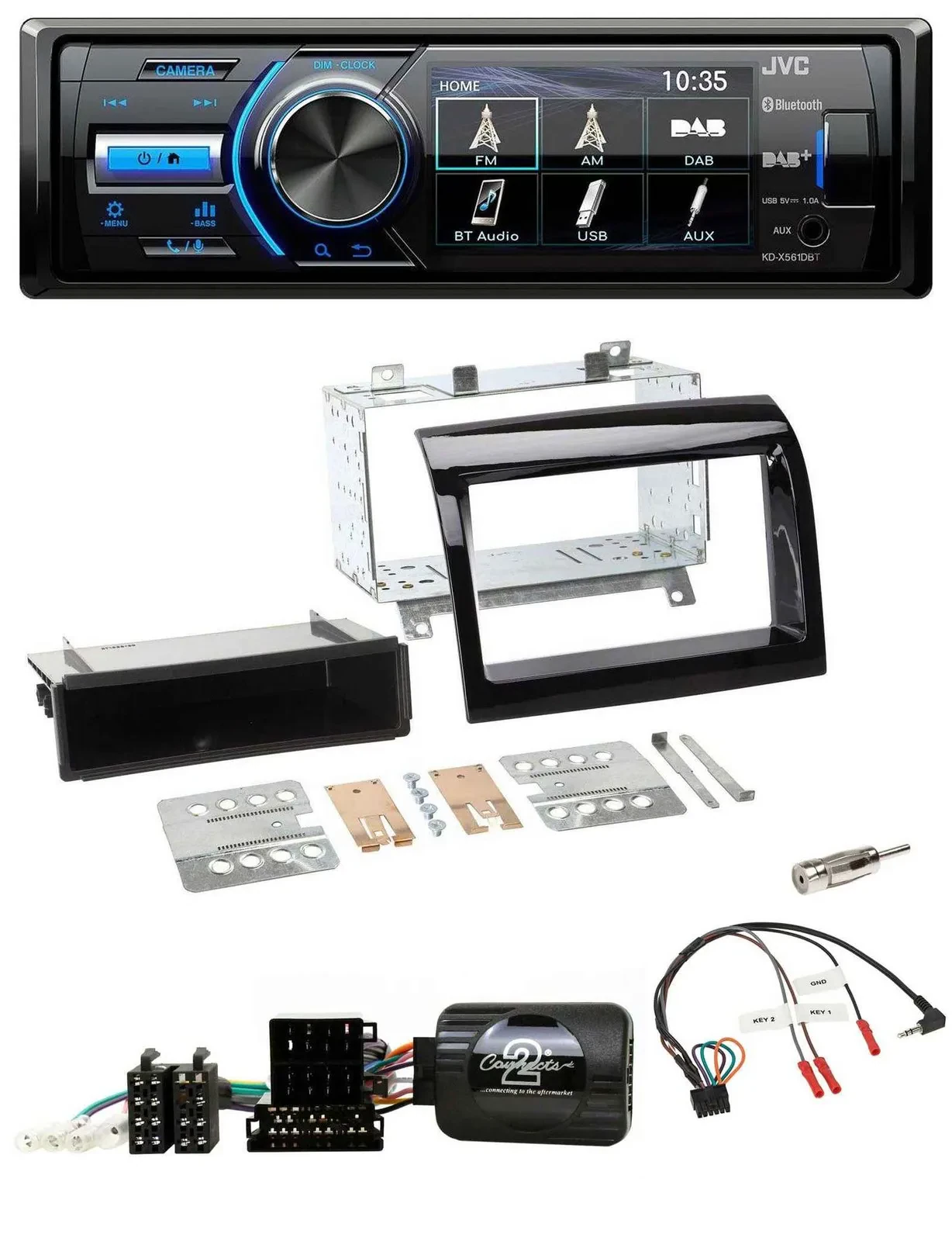 JVC Bluetooth Lenkrad USB DAB Autoradio für Fiat Ducato 12-15 piano schwarz