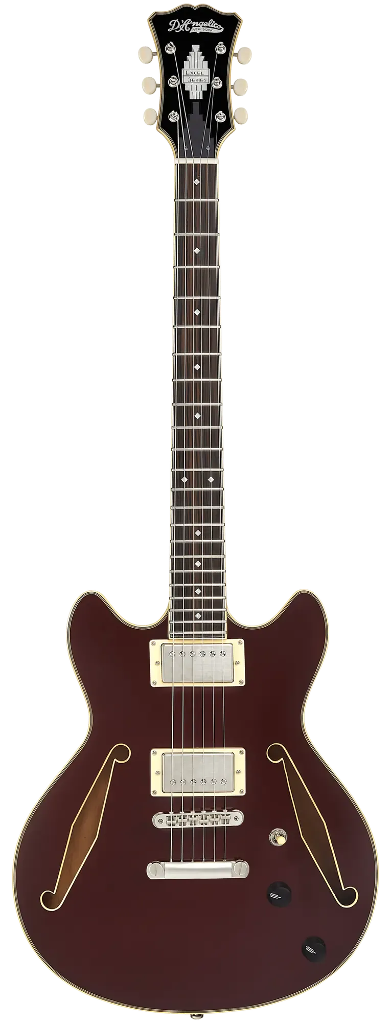 Электрогитара полуакустическая D'Angelico Excel Mini DC Tour Semi-hollowbody Solid Wine
