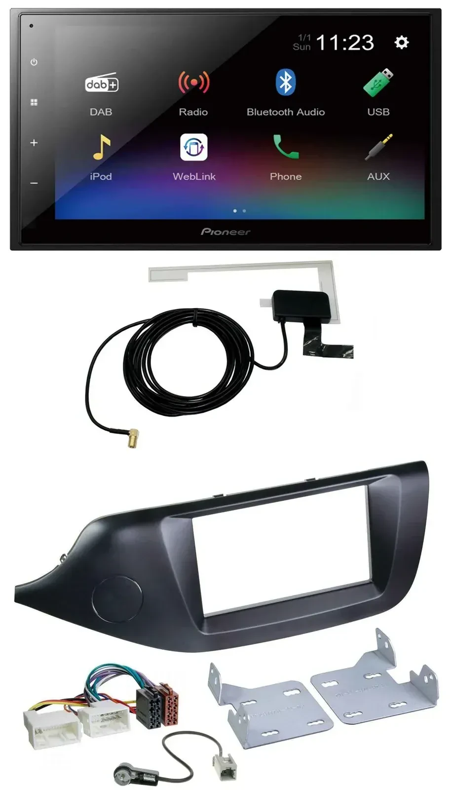 Автомагнитола для Kia Ceed (с 2012) Pioneer 2-DIN, DAB, Bluetooth, USB, MP3, черный