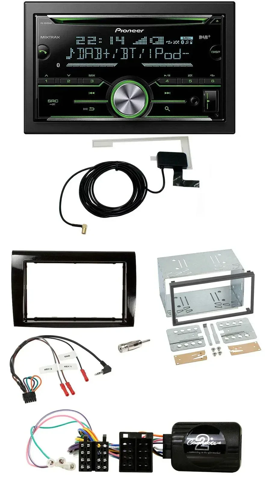 Автомагнитола Pioneer 2DIN CD/USB Bluetooth DAB для Fiat Bravo 2007–2014 с поддержкой кнопок на руле