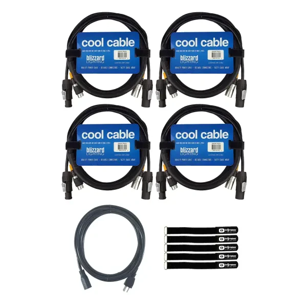 Blizzard Lighting DMX5PCT-25 25FT Combo Cable 4-Pack & Extension Cord