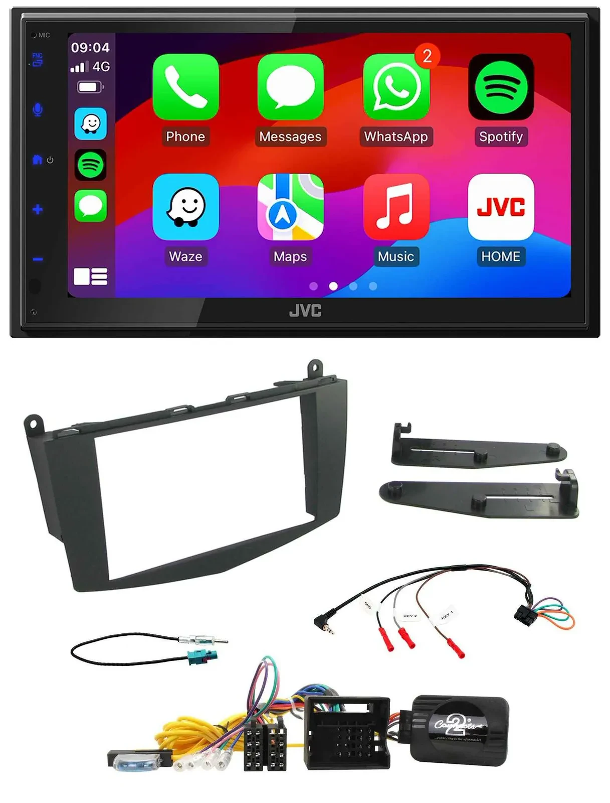 JVC Bluetooth USB Lenkrad 2DIN DAB Autoradio für Mercedes C-Klasse 07-11 W204 oh