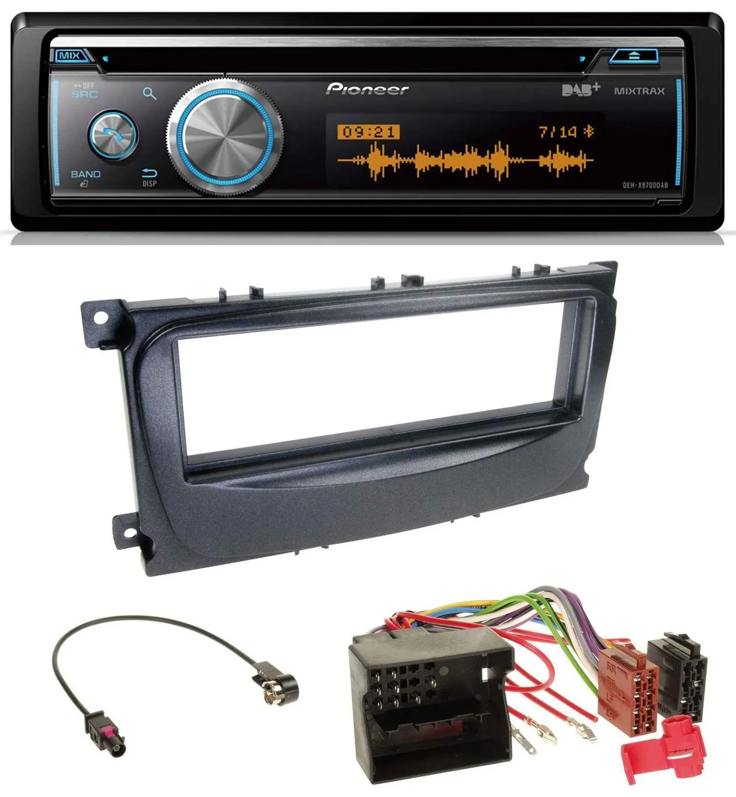 Pioneer MP3 DAB USB CD Bluetooth Autoradio für Ford Mondeo S-Max 07-14 schwarz