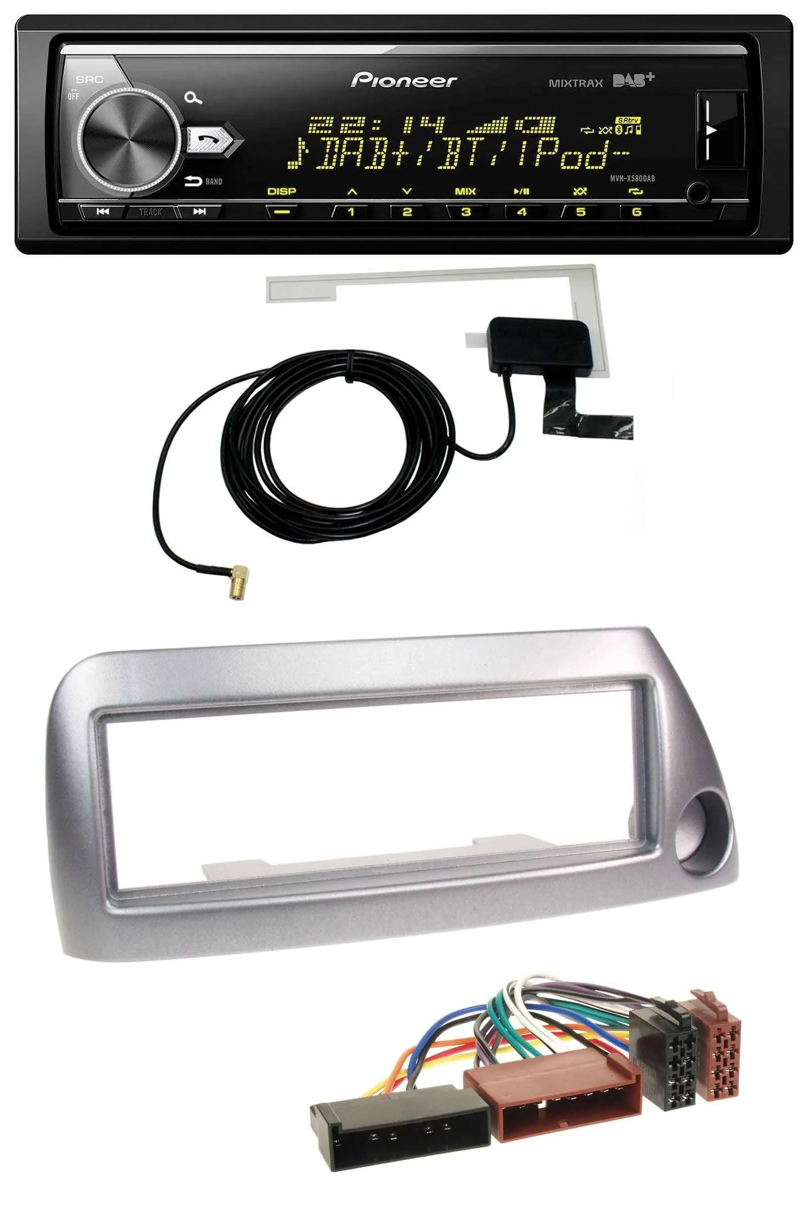 Pioneer Bluetooth DAB USB MP3 Autoradio für Ford Ka bis 2008 silber-metallic