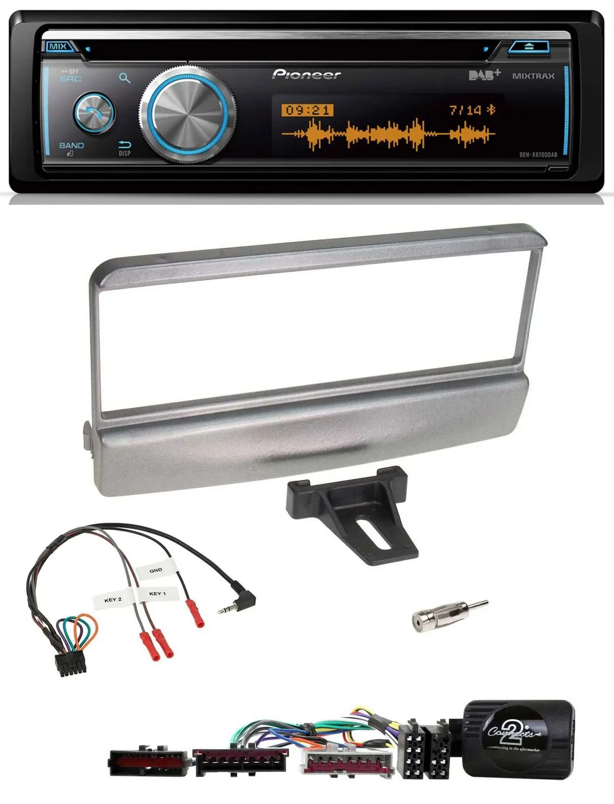 Автомагнитола Pioneer DAB USB CD Bluetooth серебристая для Ford Escort/Focus