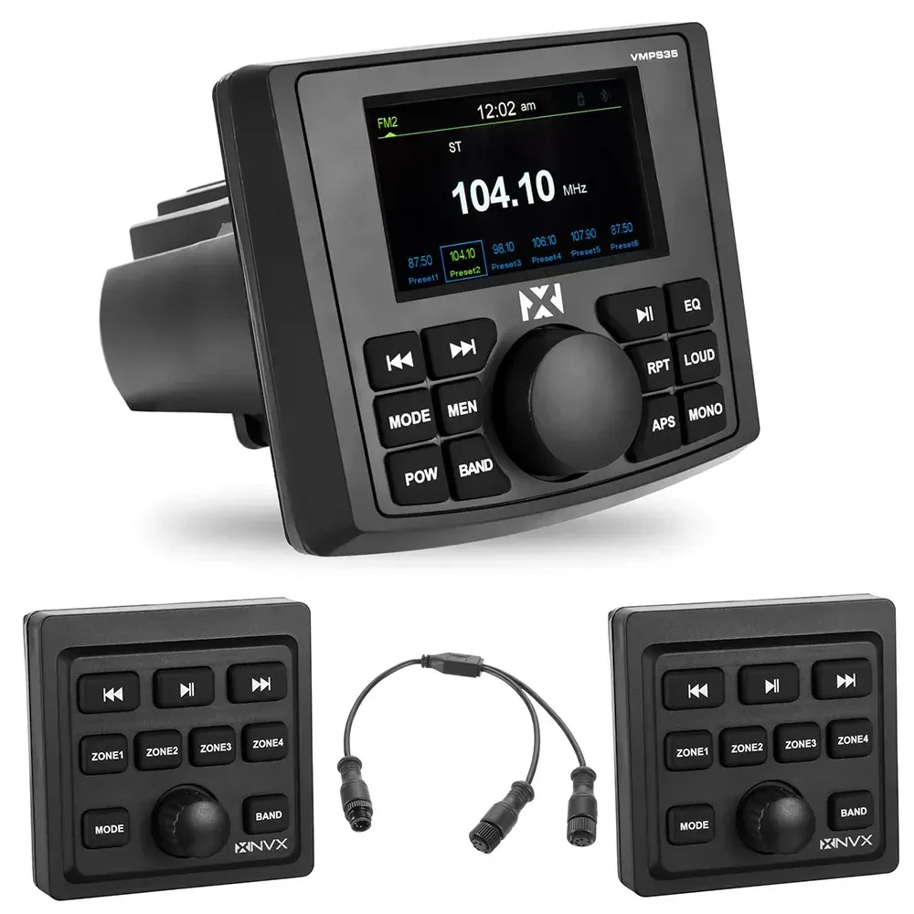 Автомагнитола для ATV/UTV/Marine NVX VMPS35 3" экран, влагозащищенная, с пультами ДУ (2 шт.)